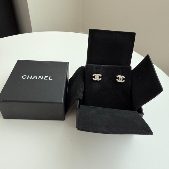 Chanel Crystal CC Studs (Silver) - Picture 2 of 9